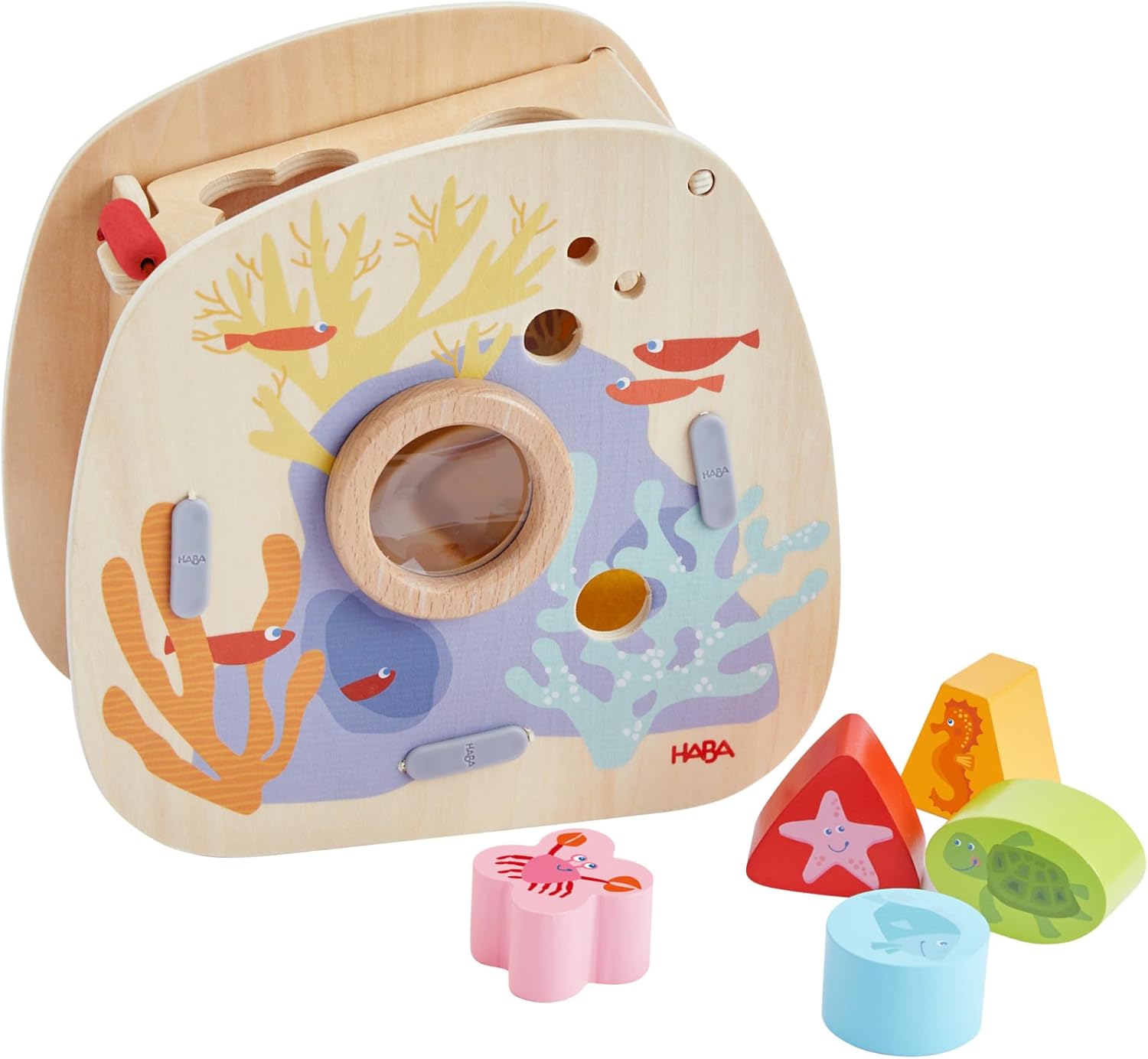 HABA Underwater World Wooden Toys Shape Sorter: Montessori Toys for 2 Year Old, Sensory Sorting Box with Sea Creature Blocks for Toddlers 18 Months+