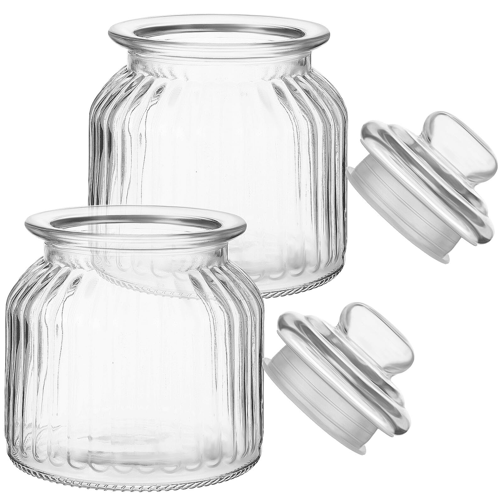 jojofuny Barattoli Ermetici in Vetro 2 Pezzi 650ml Coperchio Barattolo per Biscotti e Caramelle Ampia Apertura per Natale e Feste