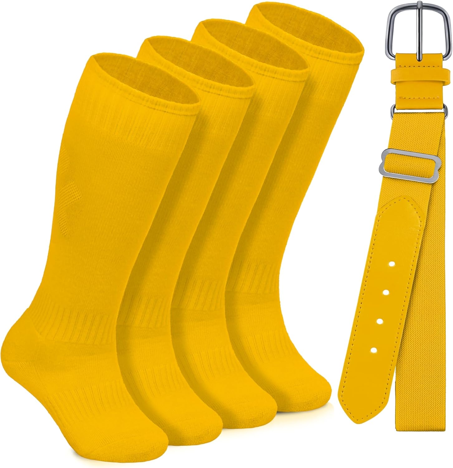 Gnodio Toddler Baseball Socks and Belt Combo Set Cotton Youth Baseball Softball Socks Adjustable Belt for Boys Girls