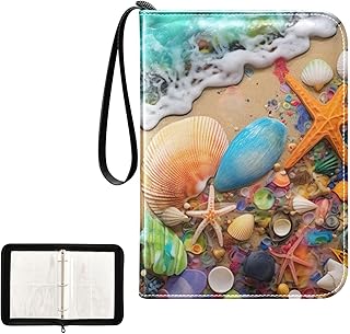 Sea Creatures Shells Waterproof Trading Card Binder,400-Pocket Trading Album Display Holder,Display Case with Card Sleeves Set for Soccer Card,Gaming Cards,and Other TCG 2011760