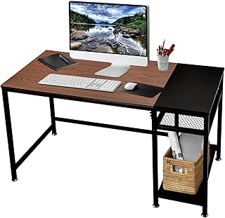 Sponsored Ad - Home Office Computer Desk, 47 Inch Study Writing Desk with Storage Shelf, Modern Industrial Laptop Table wi...