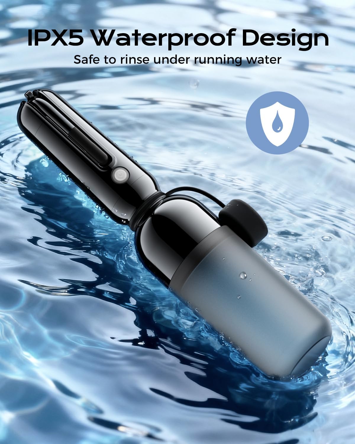 ESSAGER Portable Bidet for Travel, Foldable & Rechargeable Handheld Sprayer–Waterproof with 2 Pressure Modes, 350ml Expandable Bottle for Women, Men, Baby, Postpartum & Personal Hygiene(Black)