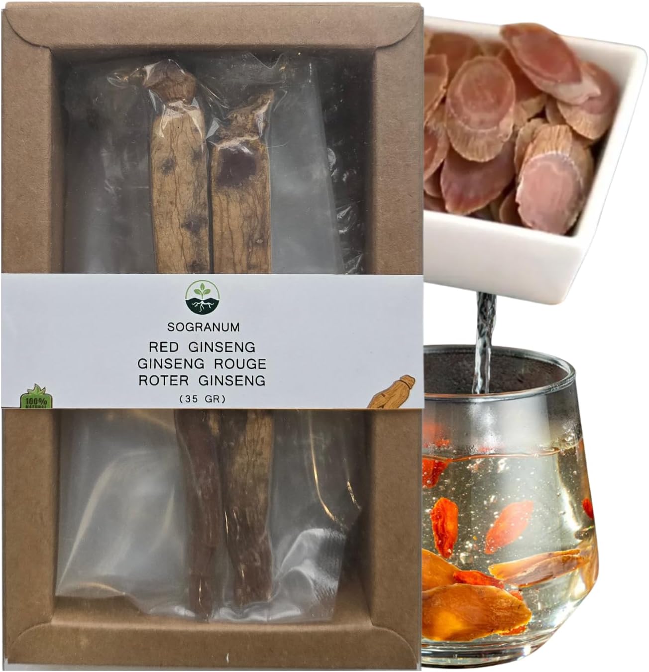 Red Ginseng Root – Herbal Tea: Energy Vitality – Korean Panax Ginseng | Natural Immune Support | Traditional Treatment for 3,000 Years | 35g