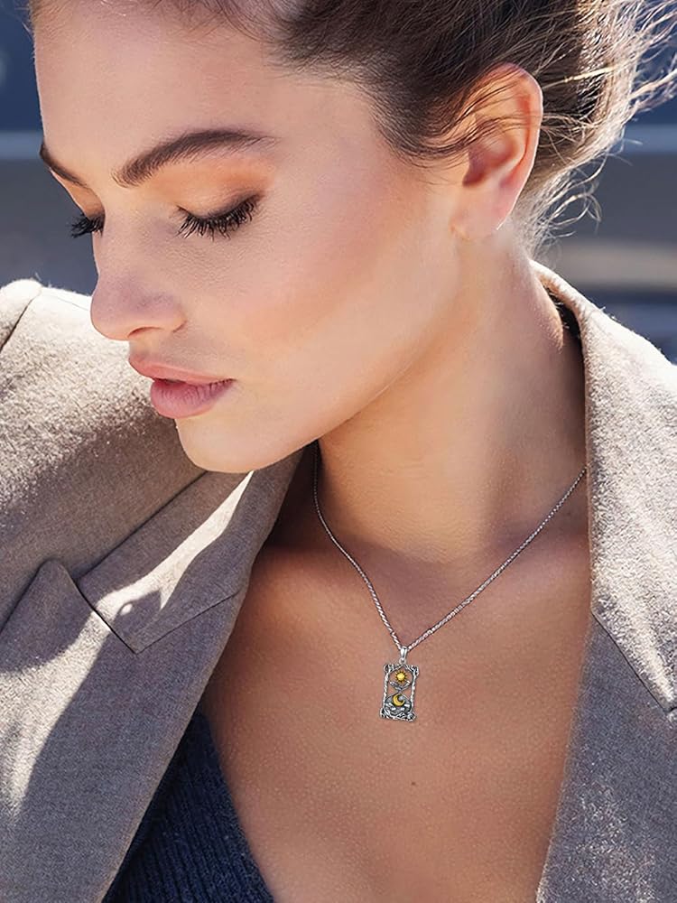 太陽と月 Amazon | KZX 太陽と月 漏斗ネックレス 925スターリングシルバー