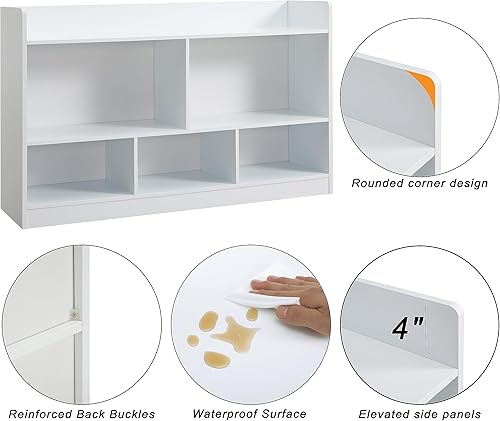 Miniatura 4 de Organizador de almacenamiento de juguetes para niños, estantería de 5 secciones para organizar libros, juguetes, armario de almacenamiento de