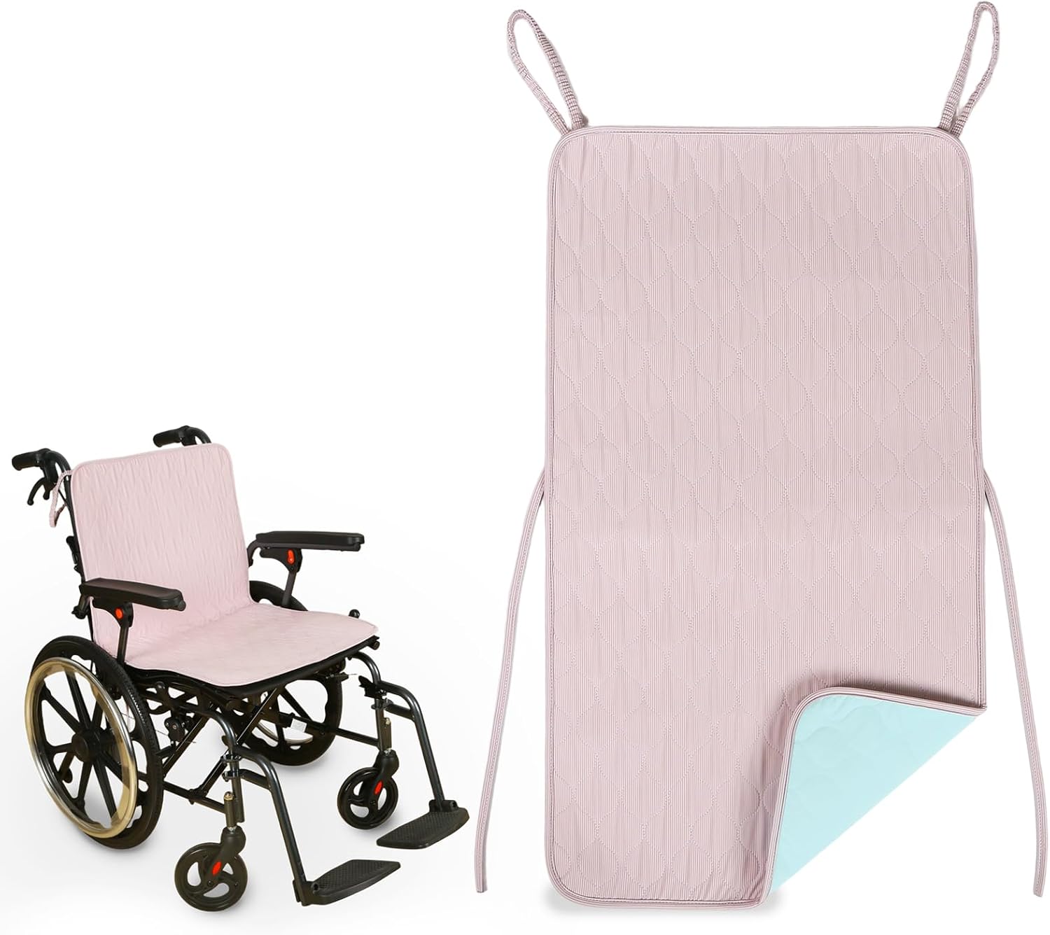Highly Absorbent Incontinence Waterproof Pad for Wheelchairs - Cooling Sensation-Extra Large Washable & Reusable Seat Covers for Elderly- 34"X19" (Pink, 1 PC)