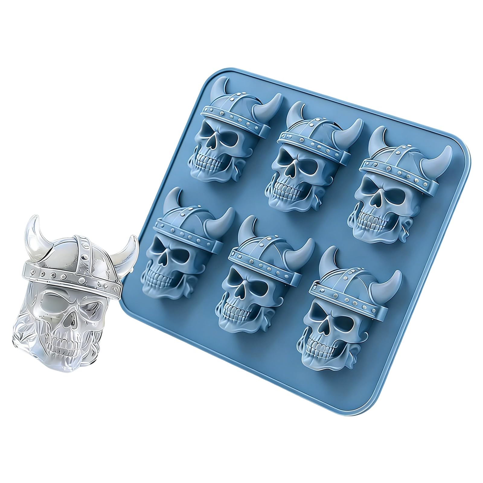 ZEPFJHE Cartoon Skull Head Designs Silicone Ice Cubes Tray with 6 Cavities for Baking Cookie Jellies and Treats Skull Head Cubes Mold