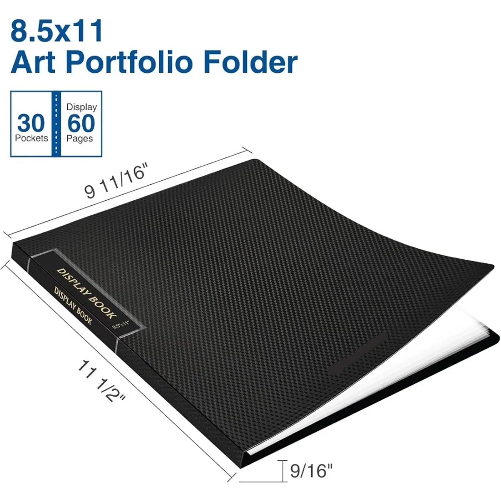 2 Stück 30-Taschen-Ordner mit Kunststoffhüllen, 21,6 x 27,9 cm, robuster Kunst-Portfolio-Ordner transparenten Schutzfolien, 60 Seiten Für Mappe Portfolio