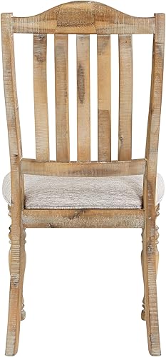 Miniatura 5 de Juego de 2 sillas de comedor de estilo tradicional de granja, con acabado de trigo, tapizadas de tela texturizada para mesa de cocina, sala de