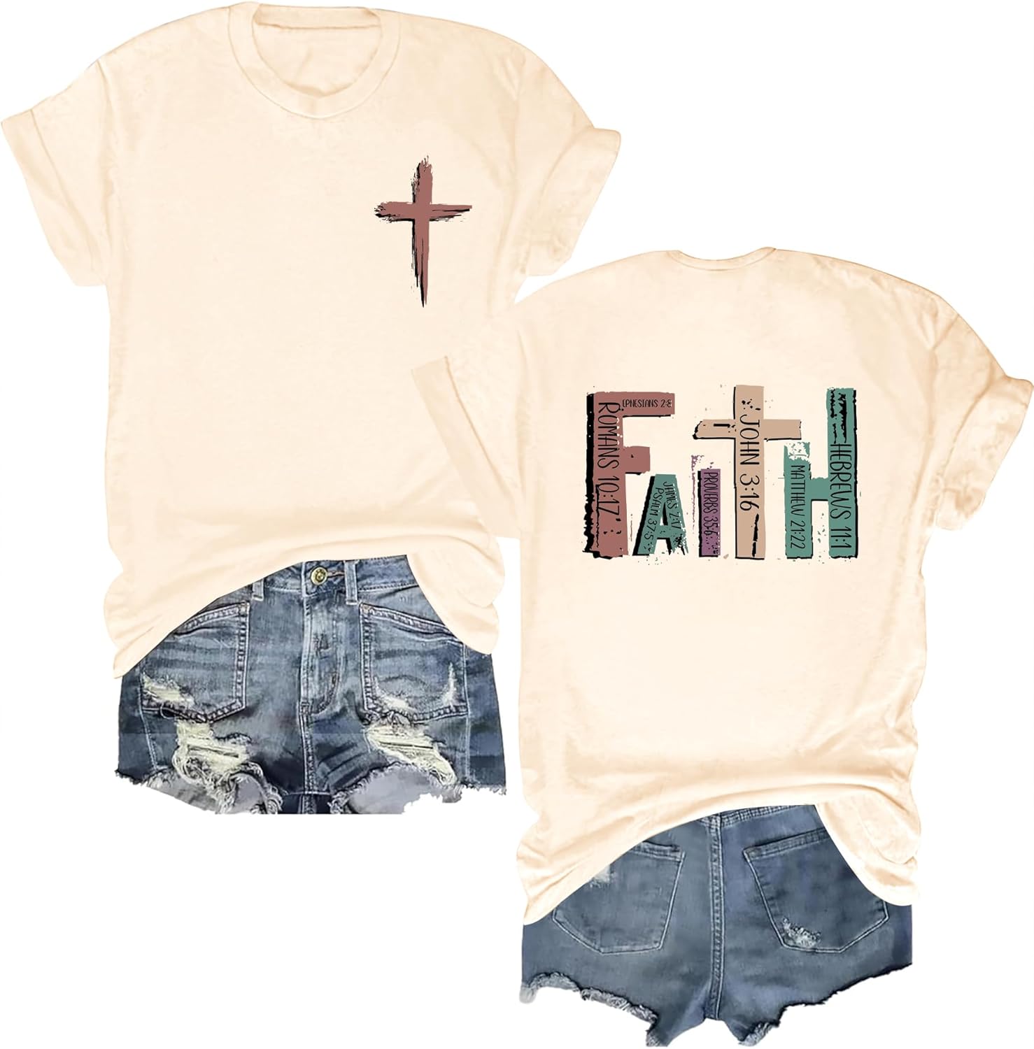 Christian Shirts for Women Faith Jesus Shirt Bible Verses Inspirational Short Sleeve Graphic Tee Tops