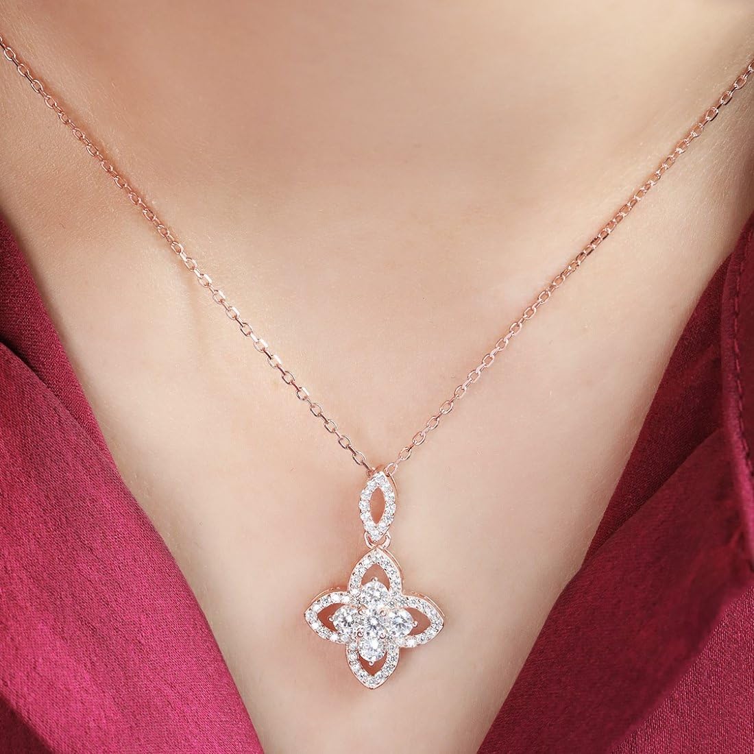 Men's 925 Sterling Silver Delicate Floral Plated Necklace, Gift for Him