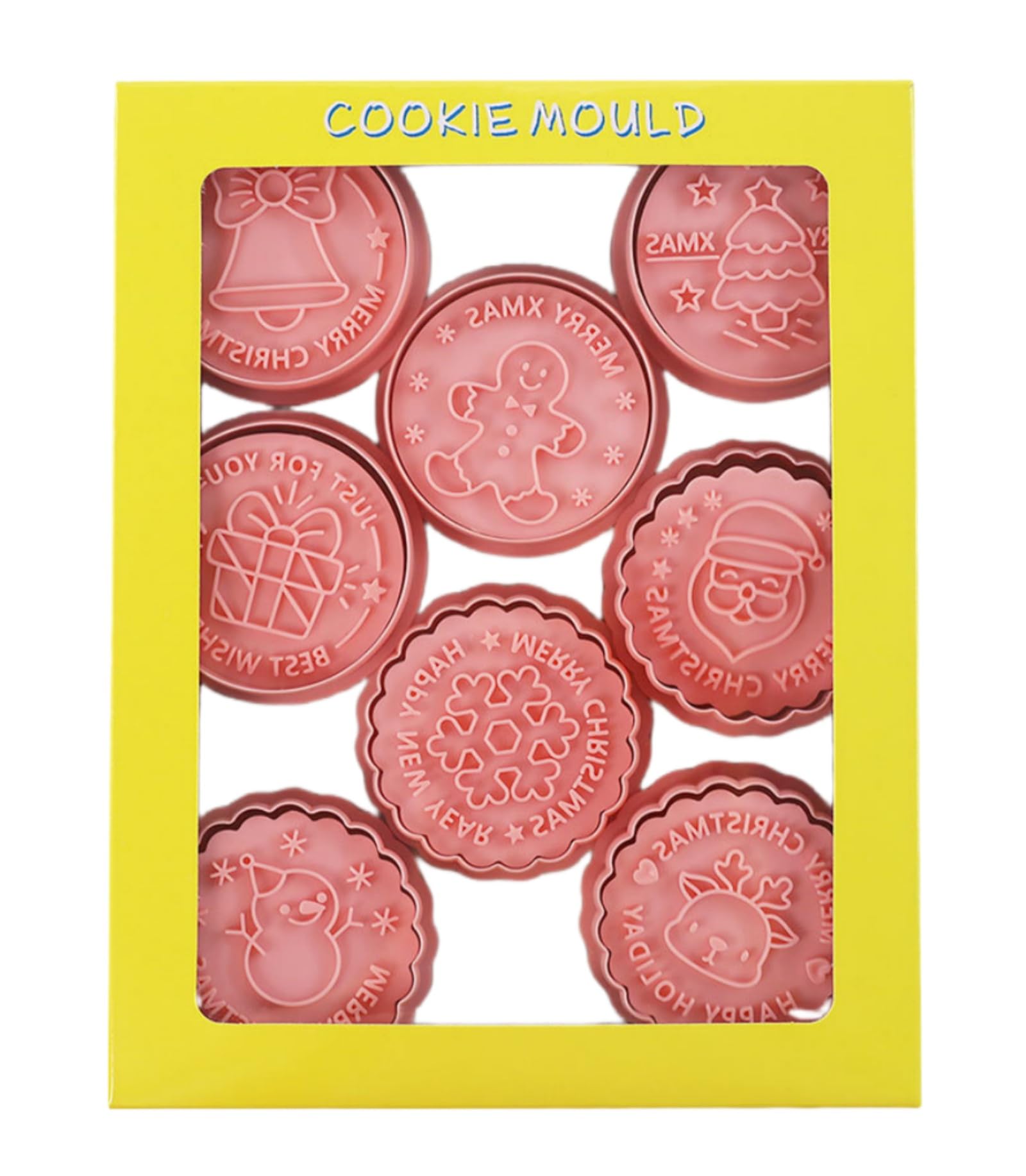 Emporte-pièces Noël Yealoo – Lot De 8 Formes (sapin, Bonhomme De Neige, étoile…), En Plastique Non Toxique – Pour Biscuits, Pâtes, Décoration – Faciles à Nettoyer