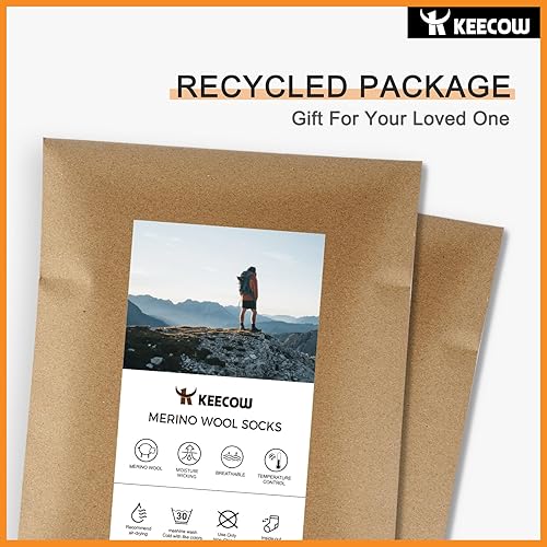 Miniatura 7 de KEECOW Calcetines de lana merina para hombre y mujer, térmicos, cálidos, de invierno, acolchados, para senderismo, de trabajo, para correr, 3 pares