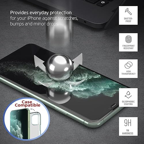 Miniatura 4 de Deppa Paquete de 2 protectores de pantalla premium para iPhone 11 Pro de vidrio templado | Dureza 9H | Resistente a los arañazos | Antihuellas | Sin
