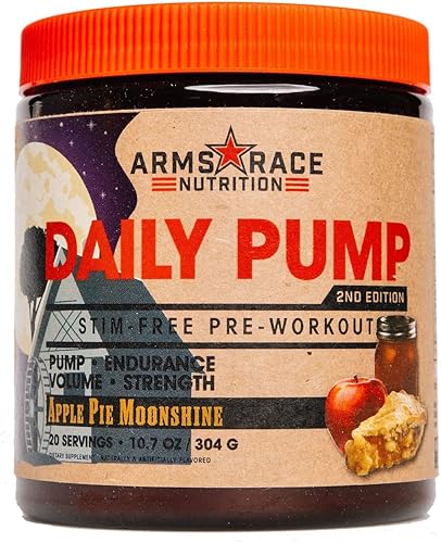 Arms Race Nutrition Daily Pump 2 edición sin STIM, 20 porciones (Apple Pie Moonshine)