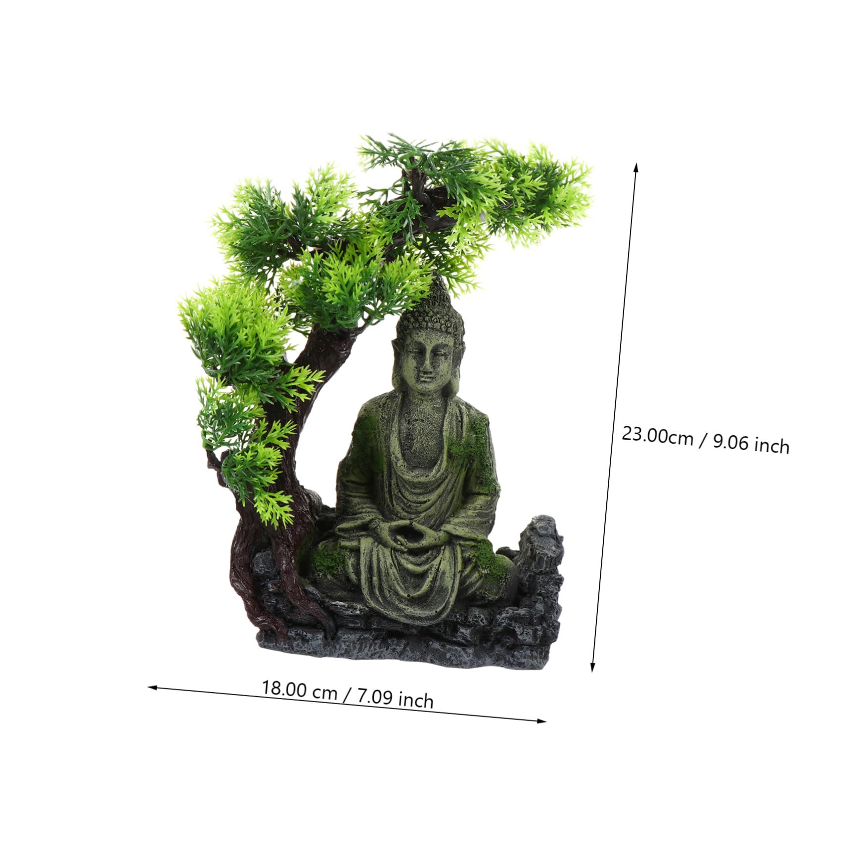 Toddmomy Figura de Acuario Buda de Resina Verde, Adorno para Decoración y Paisaje en Peceras y Acuarios