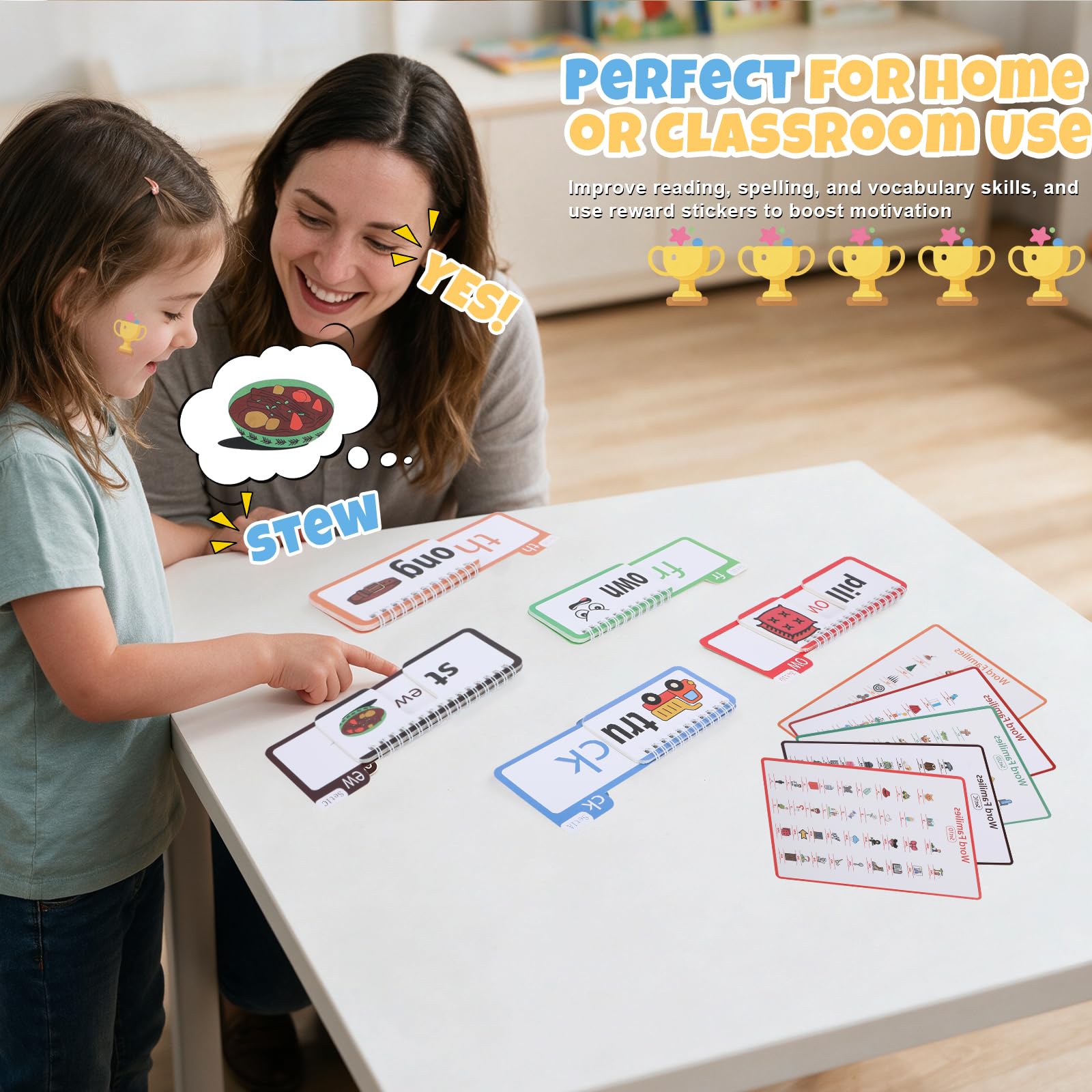 Phonics, Flash Cards Word Family Build Book, 40 libri a fogli mobili, per imparare a leggere le schede flash della fonica, schede flash con parole visive, scuola materna per bambini, attività di