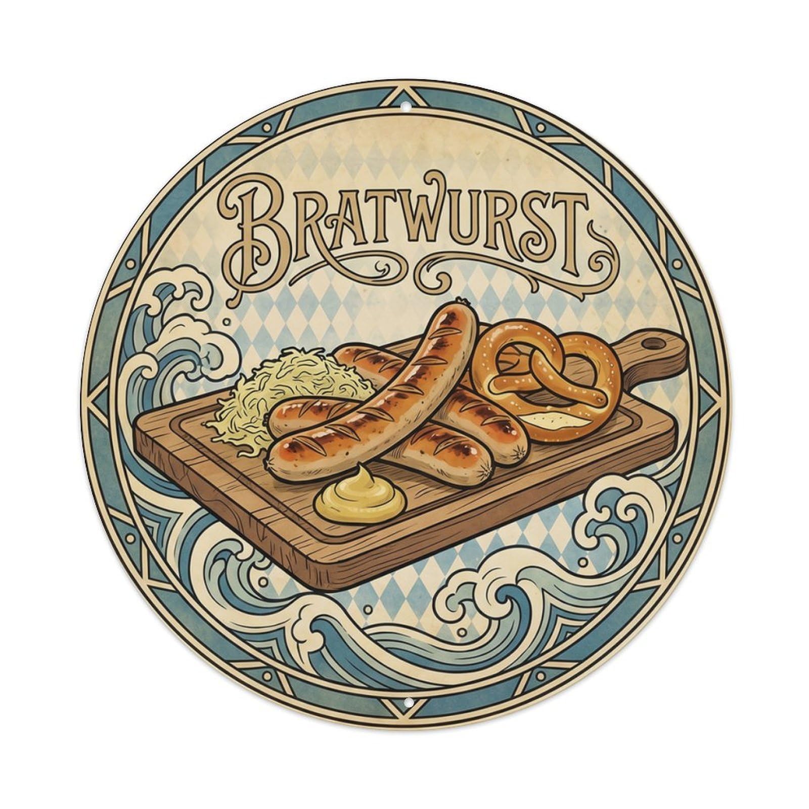 German Bratwurst Grill Food Culture Vintage Metal Tin Sign