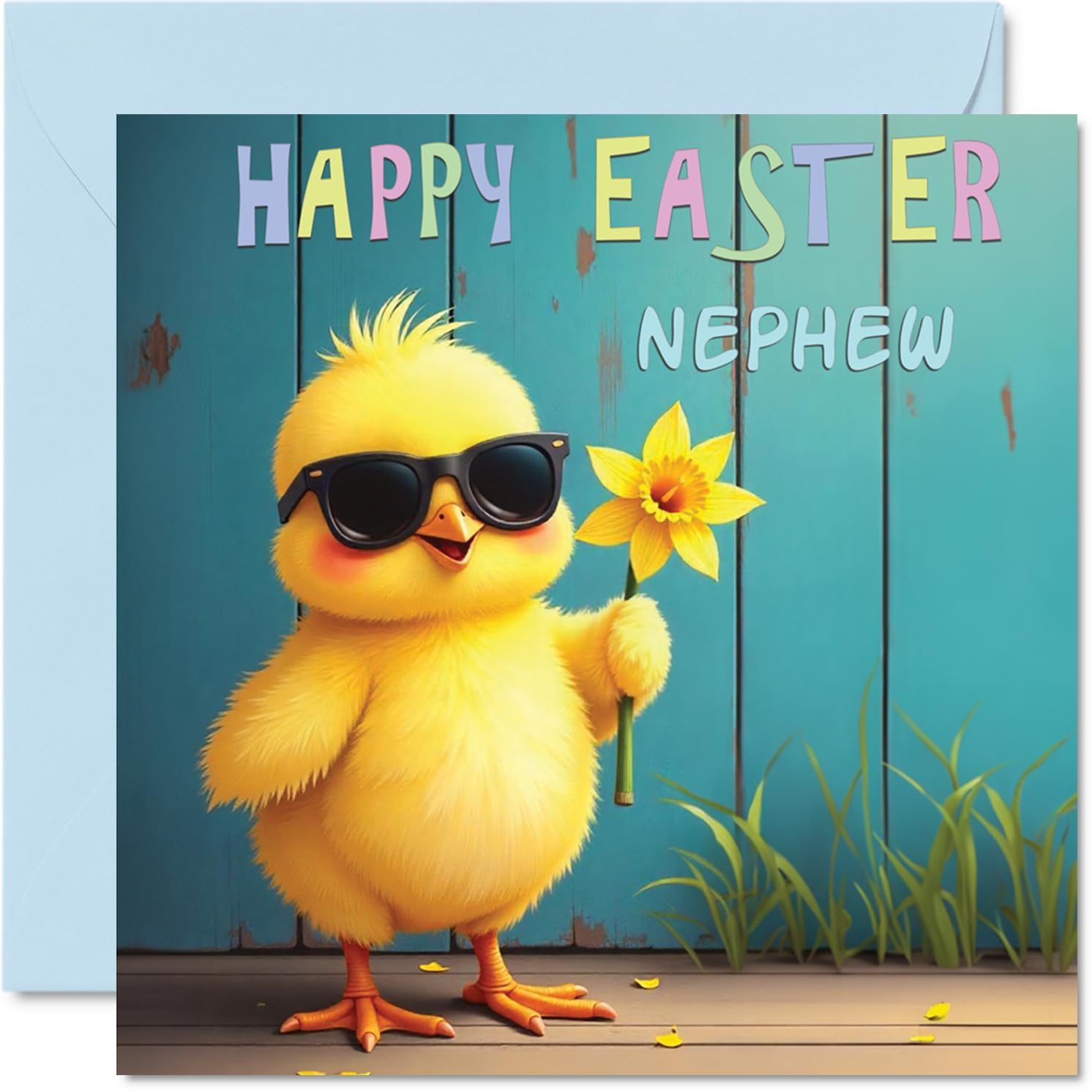 Nephew Easter Card - Cool Chick - Happy Easter Card for Nephew from Uncle Auntie, 145mm x 145mm Playful Greeting Cards