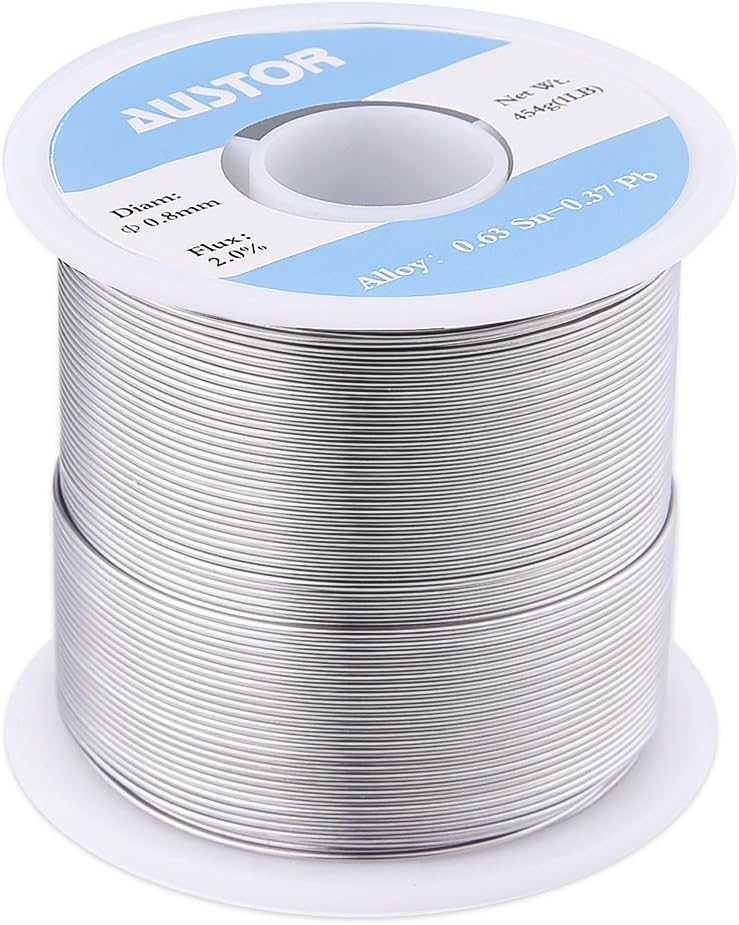 Austor 454g (1lb) Activity Solder Wire 63/37 (Sn 63%, Pb 37%), 0.8mm Diameter with Rosin Core