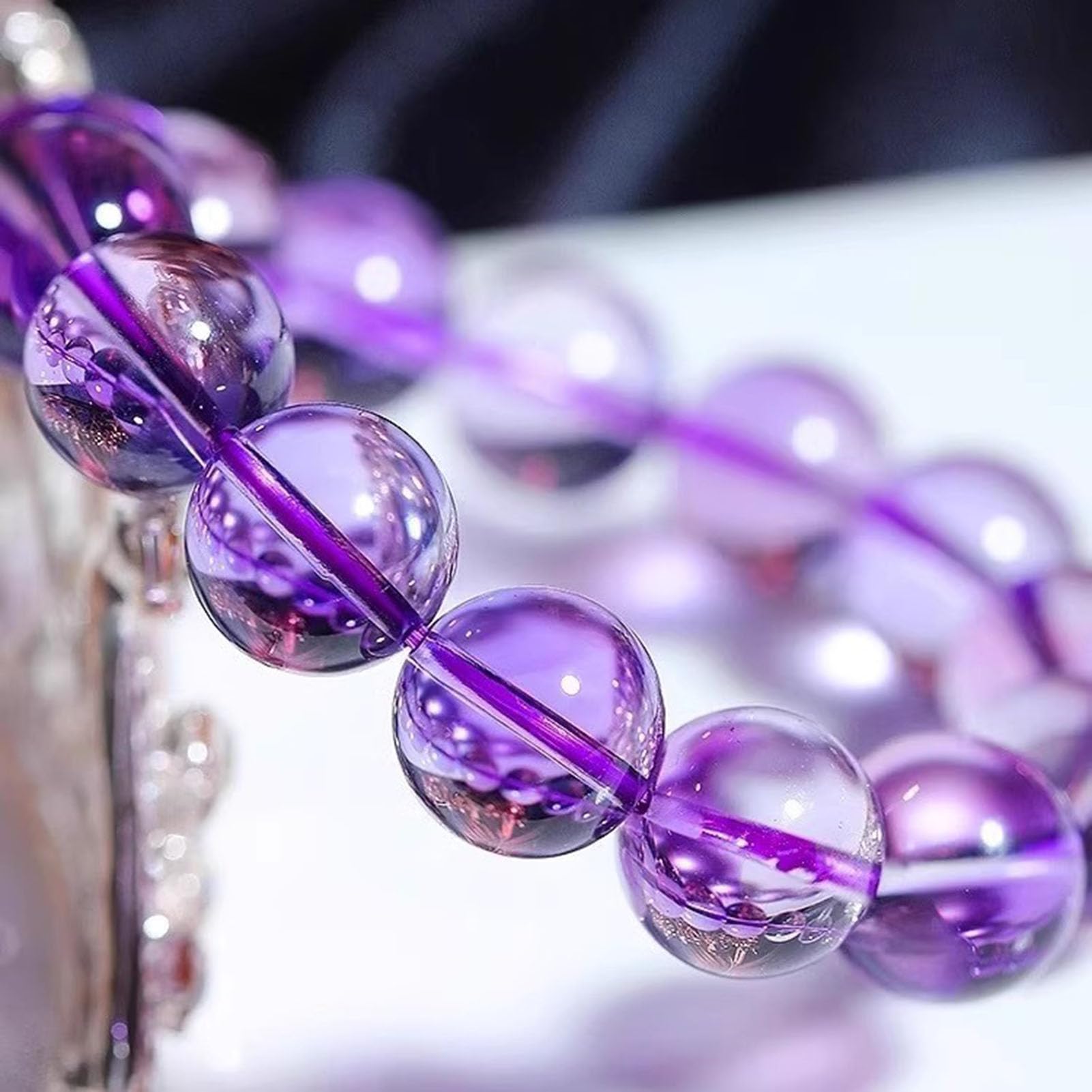 Bracciale con perline pietre preziose naturali per donna, bracciale rotondo | Braccialetti unisex in cristallo naturale per meditazione, yoga, guarigione spirituale ed energia positiva