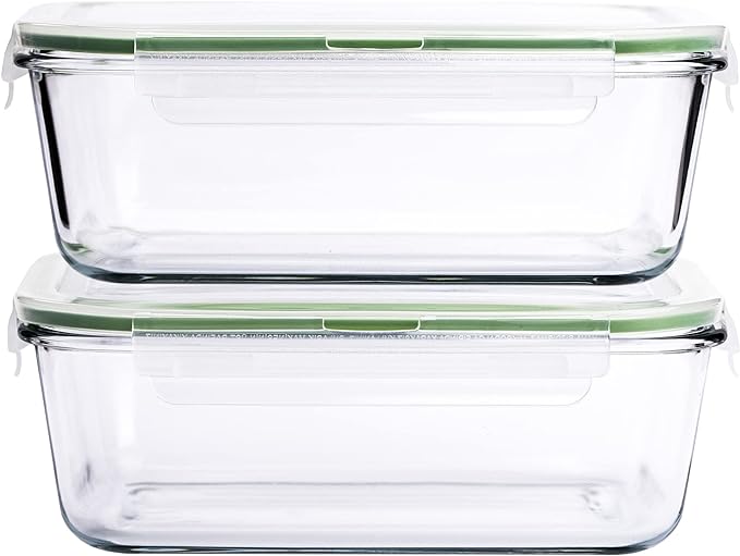63 Oz 2 Pcs Large Glass Food Storage Containers