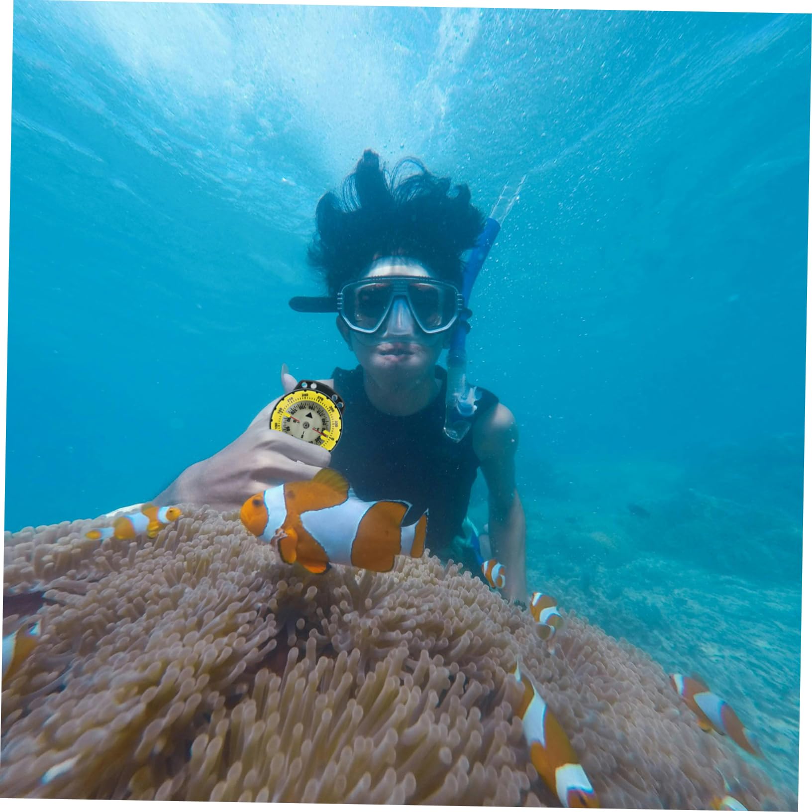 Happyyami Bussola Magnetica per Immersioni Subacquee Campeggio Kayak con Fascia Elastica Alta Precisione Affidabile in Condizioni Difficili