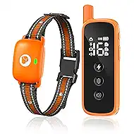 Dog Shock Collar - Rechargeable Dog Training Collar with Remote for Small Medium Large Dogs, IP68 Waterproof 2600FT Electric Collar with Beep, Vibration, Shock, Security Lock (Orange)
