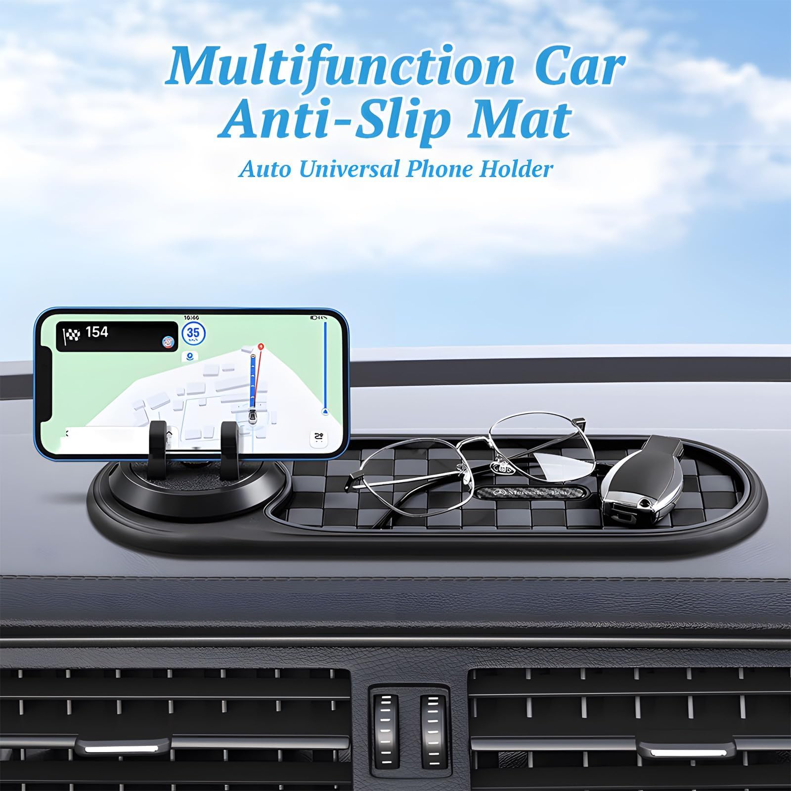 Genérico Multifunction Car Anti-Slip Mat Auto Universal Phone Holder, Rotatable Anti Slip Car Dashboard Pad with Temporary Parking Number, Can Hold Mobile Phones, Keys (B)