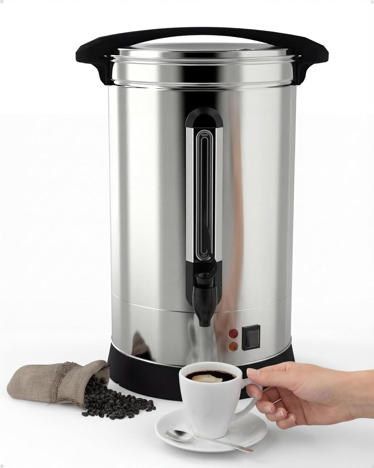 GAOMON Coffee Urn, Commercial Grade Stainless Steel Coffee Maker, 120-Cup 18 L, 4.8 gal Electric Large Hot Water Urn for Catering, Business, Party, Silver