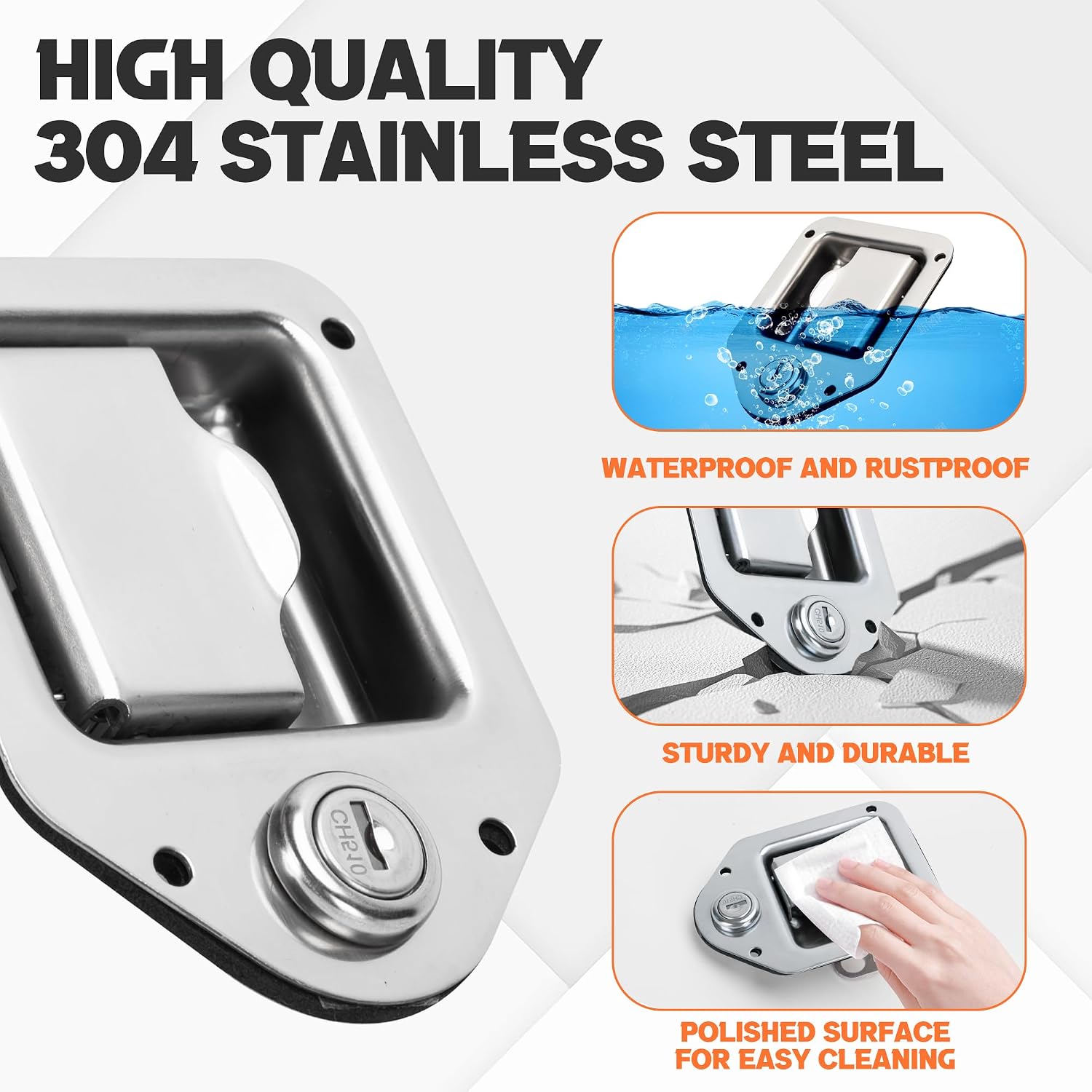 Lonffery Truck Tool Box Latch Stainless Steel Toolbox Paddle Lock image 3
