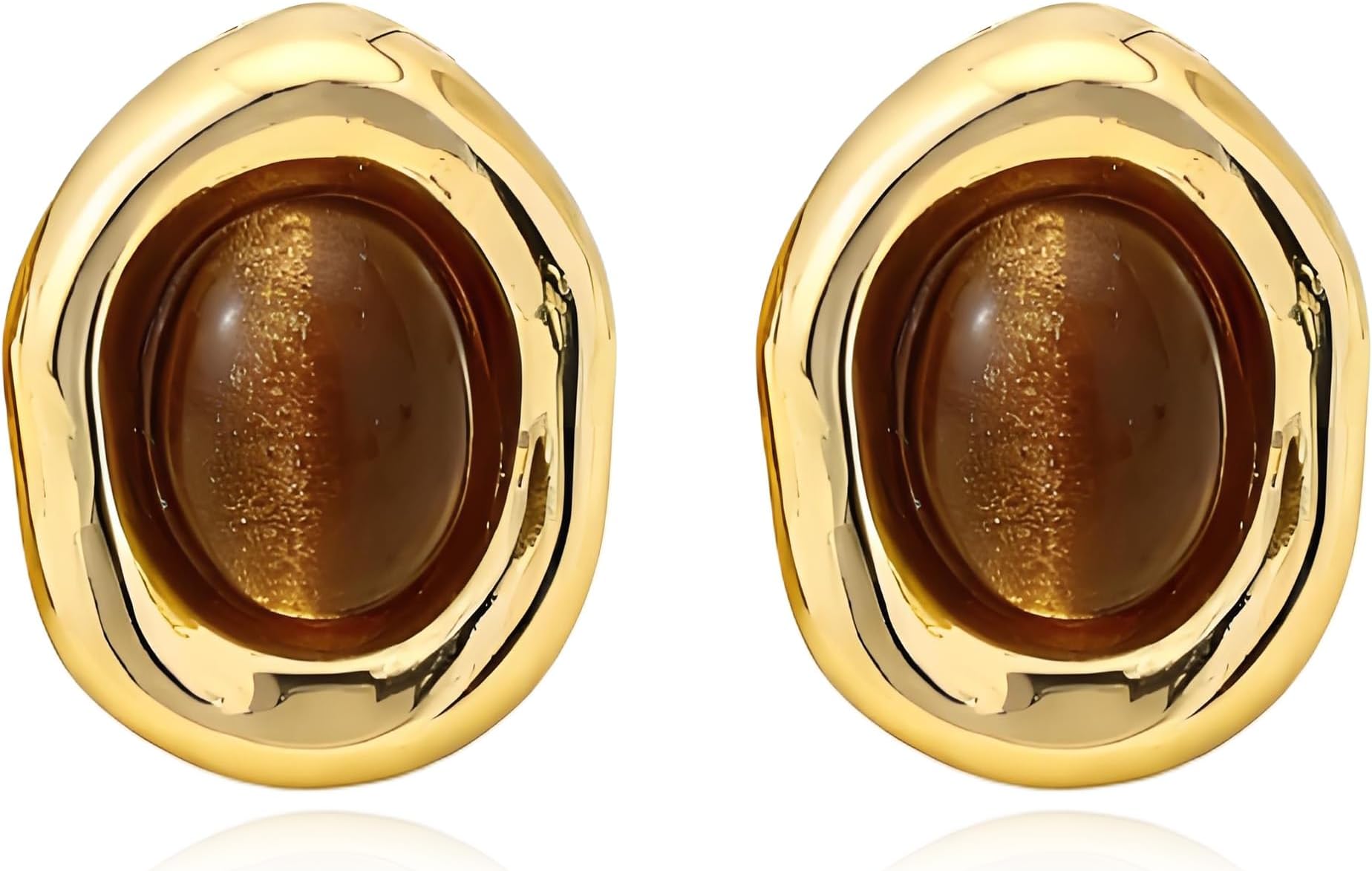 Brown Earrings for Women Brown and Gold Earrings Tiger Eye Jewelry Vintage Statement Fall Jewelry for Women Trendy