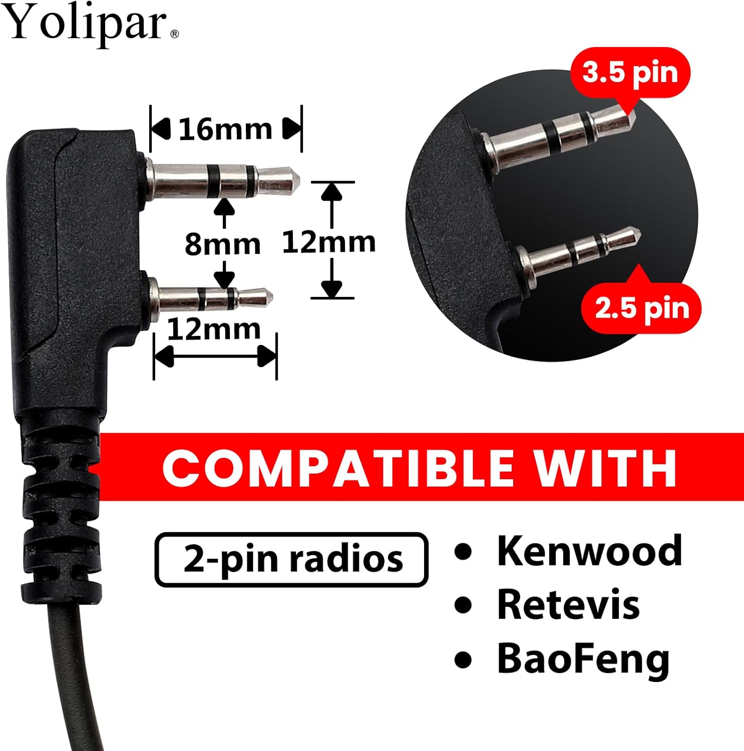 Earpiece Surveillance Kit Compatible with Retevis RT21/ RT22/ RT68, BaoFeng, BTECH, Kenwood, Arcshell AR-5 Walkie Talkie with PTT Mic Headset (G-Shaped) & Radio Mic
