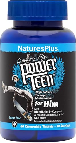 Miniatura 1 de Nature 's Plus Fuente de Life Teen de alimentación para Him, Wild Berry Multivitamínico 60 tabletas masticables