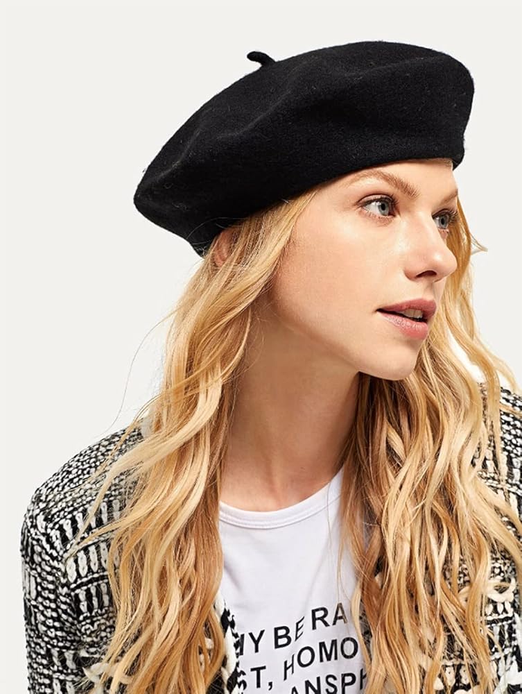 【Bibiy.】　MONIQUE BERET XYIYI Black Wool Blend French Beret Hat Solid Color Beret