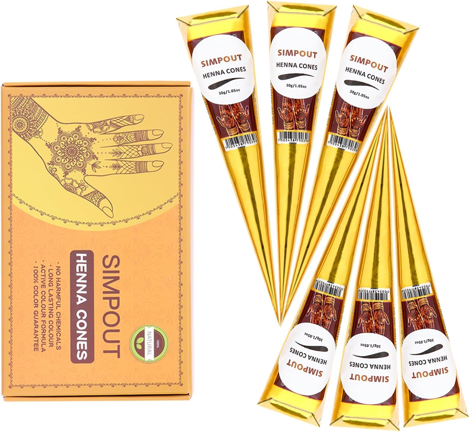 100% Hair Cones - Ready-to-use Hair Paste Hair Dye Cone, Easy to Use, Perfect for Spot Hair Coloring, 6 Pack (E01 Black)