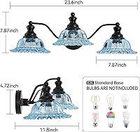Vista 2 de Luz de Tocador de 3 Luces Azul y Negra Accesorio de Iluminación de Baño