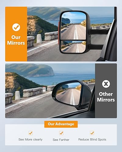 Miniatura 5 de ITOPUP Espejos de remolque aptos para Chevy Silverado 3500Suburban 15002500 Tahoe 1500HD 2003-2006 para Chevy Silverado 3500Suburban 1500HD, luz de