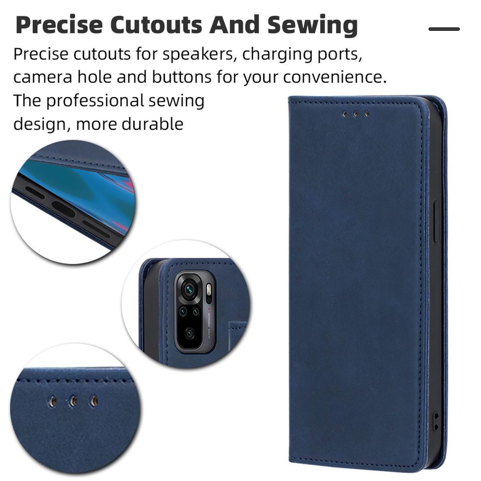 Housse Portefeuille Magnétique Pour Xiaomi Redmi Note 10 4G/Note 10S – Cuir PU, 6 Fentes Cartes, Poche Zippée, Dragonne – Protection Et Rangement Complet - 3