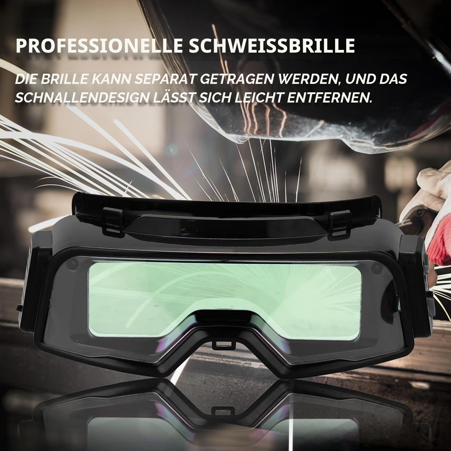 Weytoll Schweißerbrille Einstellbare, für TIG MIG MMA Schweißbrille mit automatischer Verdunkelung, 122.5 x 35 mm DIN5 ~ DIN9 / DIN9 ~ DIN13, Verzögerungszeit/Ton einstellbar, Schleifen Schweißen