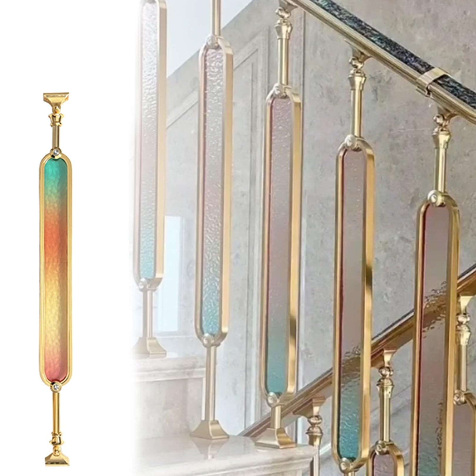 Poteau de garde-corps d'escalier réglable bleu en aluminium pour rampe intérieure
