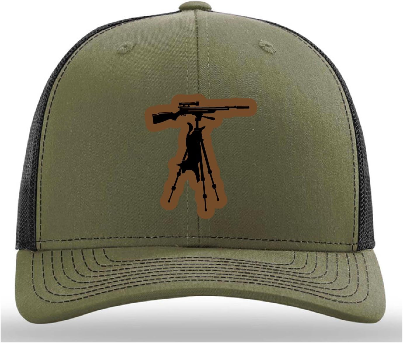 Coyote Hunting Hat - Night Hunting Leather Patch Cap, Richardson 112, Fishing Hat, Cap Daddy, Loden Black