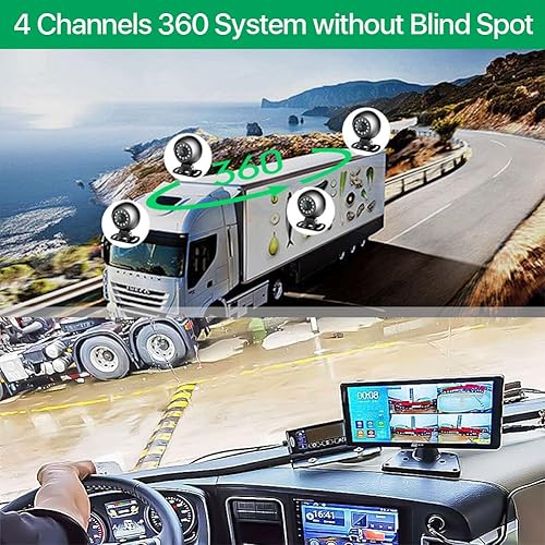 Miniatura 3 de Sistema de monitor de cámara de respaldo 4K RV de GreenYi con una pantalla táctil de 10.36", pantalla dividida cuádruple, detección de punto ciego e