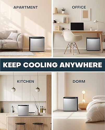 Miniatura 9 de Upstreman-Minirrefrigerador de 1.7 pies cúbicos ccongelador, termostato ajustable, ahorro de energía, bajo ruido, compacto y de una sola puerta,