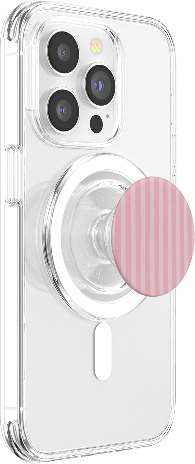 Cute Pastel Pink Stripes Geometric Vertical Line Pattern PopSockets PopGrip for MagSafe