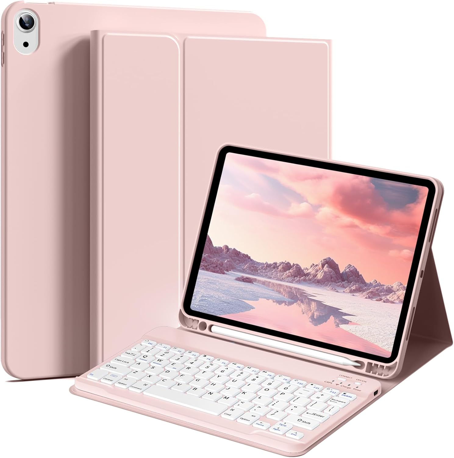 Keyboard Case for iPad (A16) 11th Generation 11 Inch 2025, iPad 10th Gen 10.9 Inch 2022, Slim Thin & Light Wireless Detachable Proof Folio Keyboard Cover with Pencil Holder - Pink