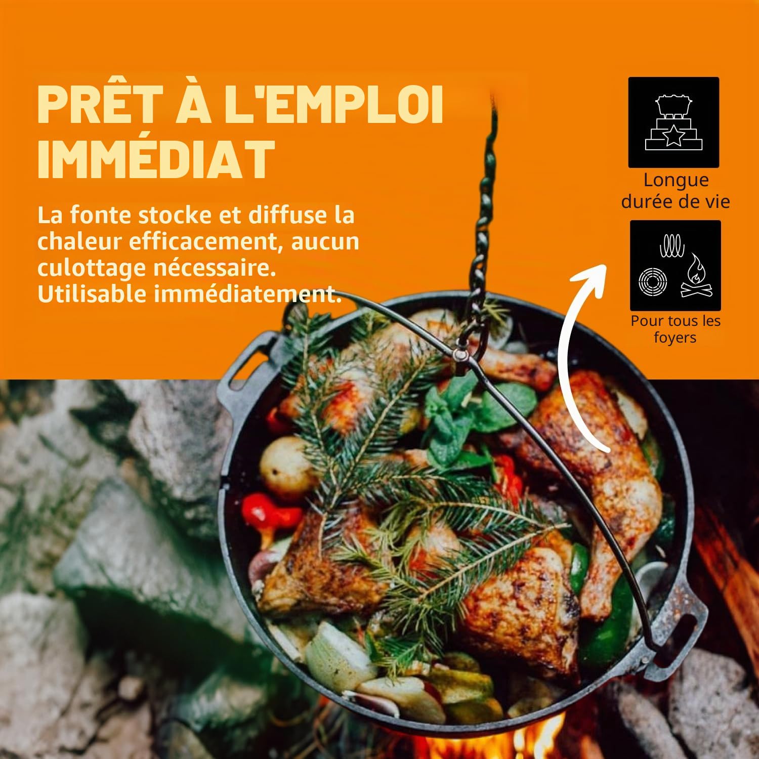 Petromax Faitout ft6 - Dutch Oven en fonte pour la cuisson et la pâtisserie - avec couvercle, anse et fond plat - plats pour 4 à 8 personnes - 5,5 l