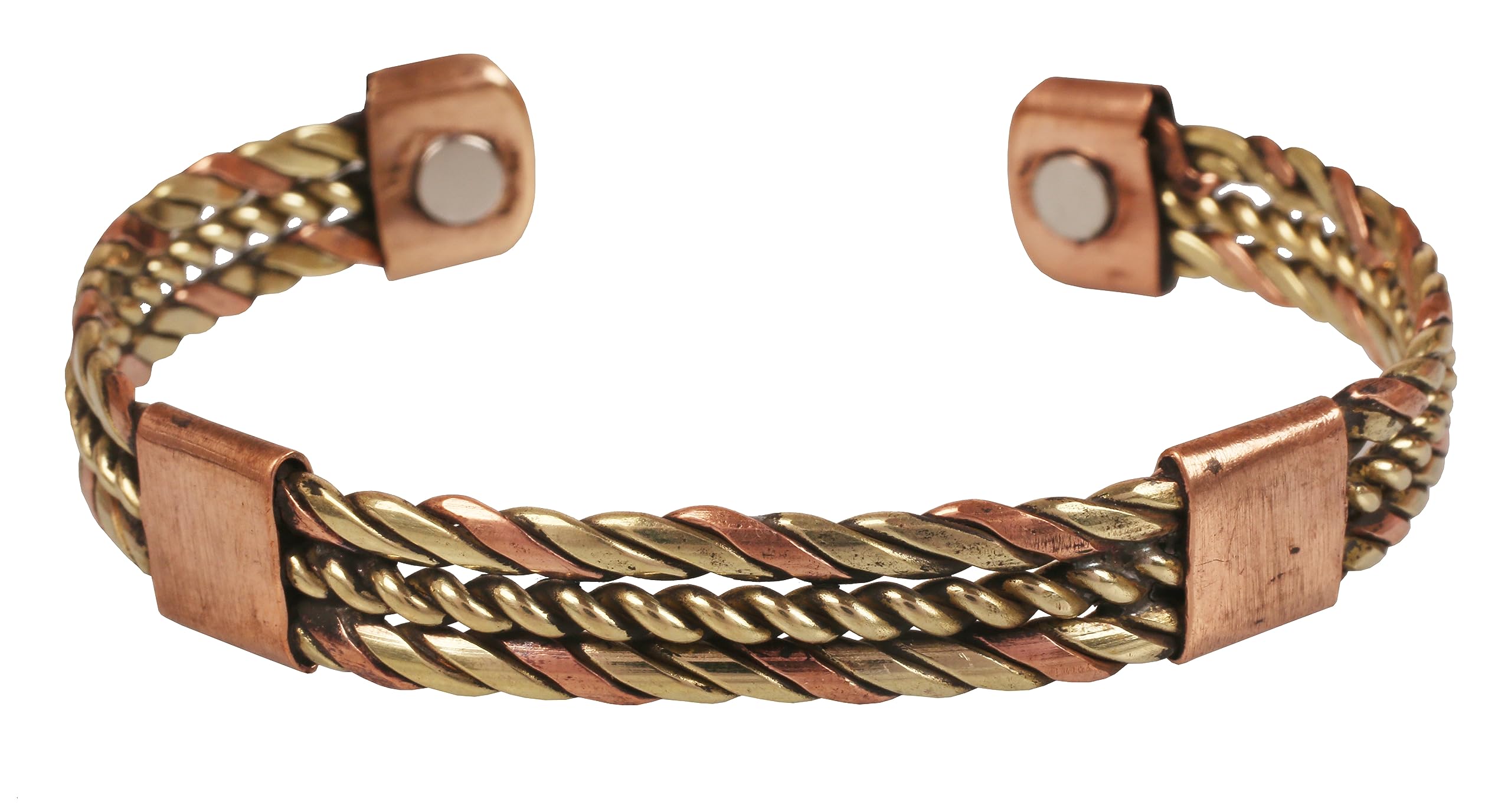 Touchstone Copper Magnetic Bracelet, Braided, Two Tones, for Women &amp; Men