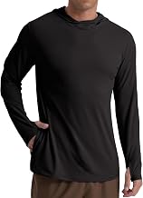 QIXING Men's UV Shirt Long Sleeve UPF 50+ Rash Guard with Hood Sun Protection for Fishing Hiking & Outdoor