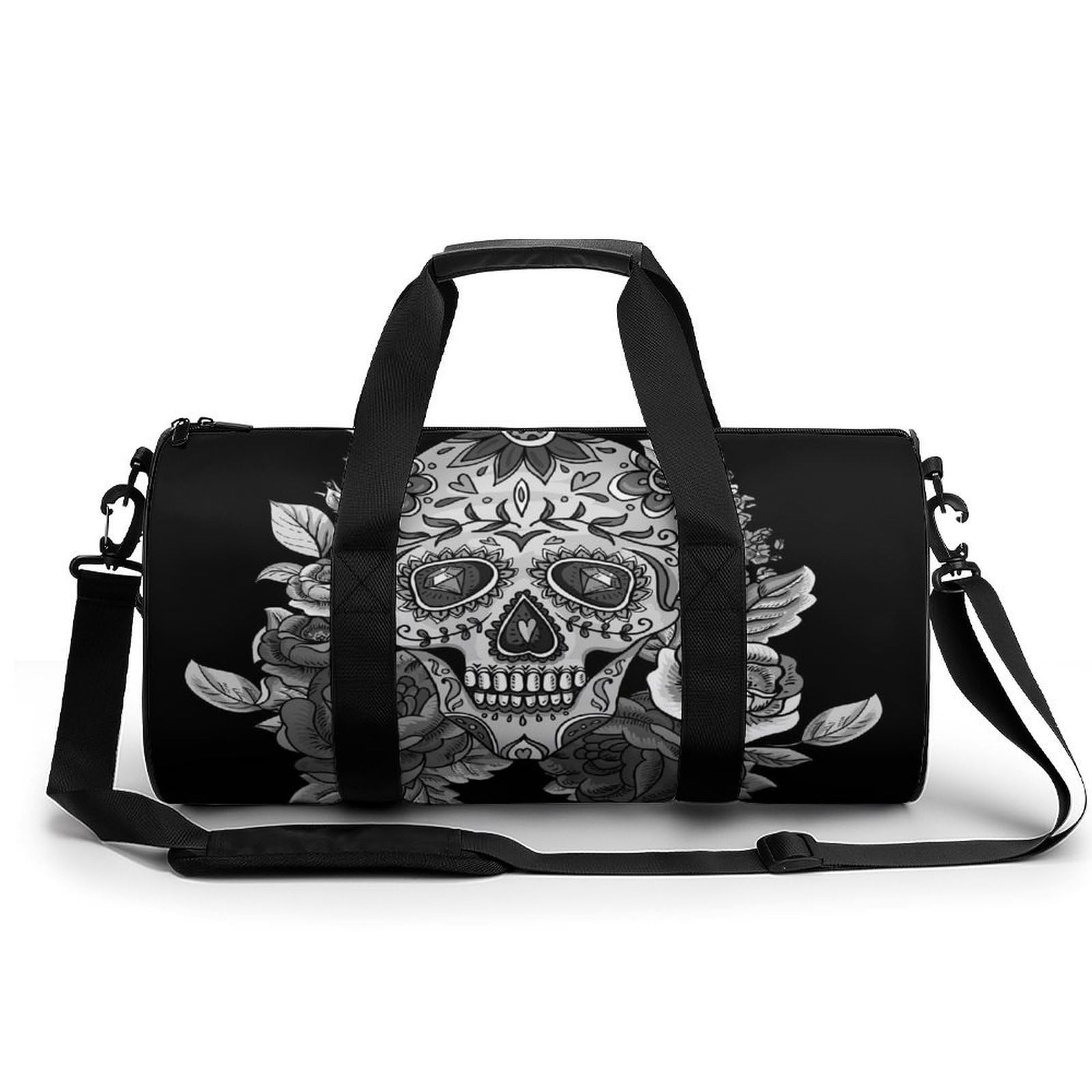 Sac de sport crâne au design noir et blanc et format compact - 8